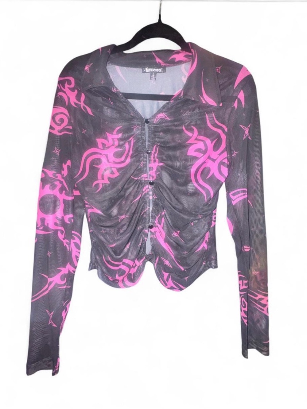 Dolls Kill Horoscopez ‘Cosmic Ink’ Mesh Tattoo Graphic Top
